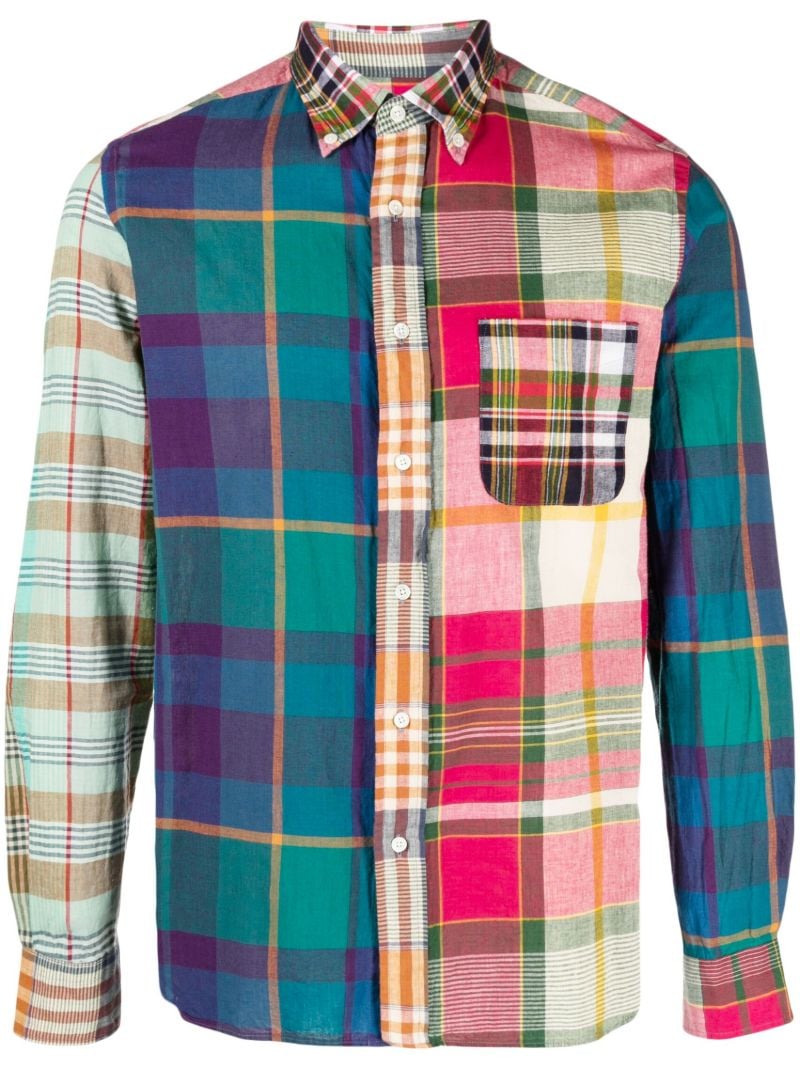 Multicolour Panelled Indian Madras Button-down Shirt