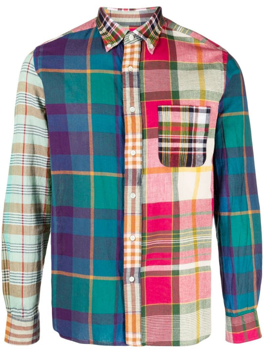 Multicolour Panelled Indian Madras Button-down Shirt
