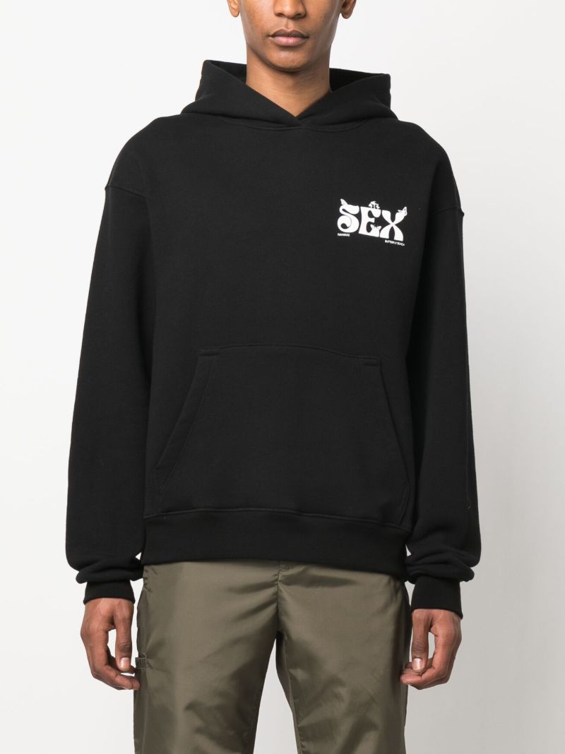 Black Slogan Print Hoodie