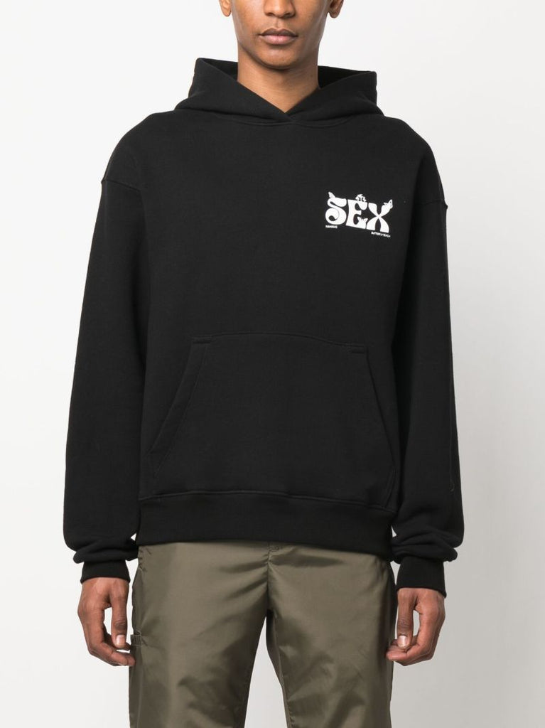 Black Slogan Print Hoodie