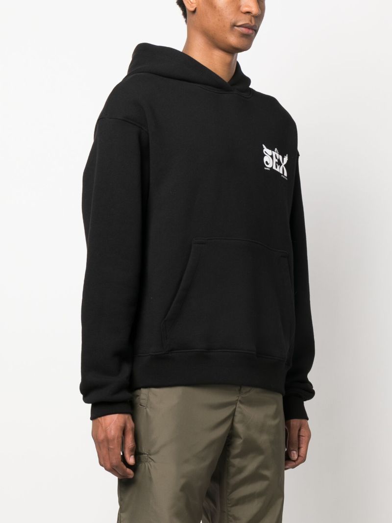 Black Slogan Print Hoodie