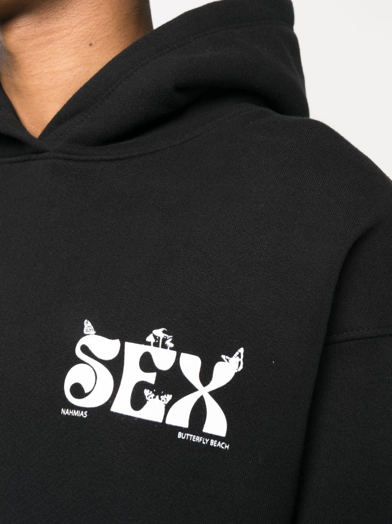 Black Slogan Print Hoodie