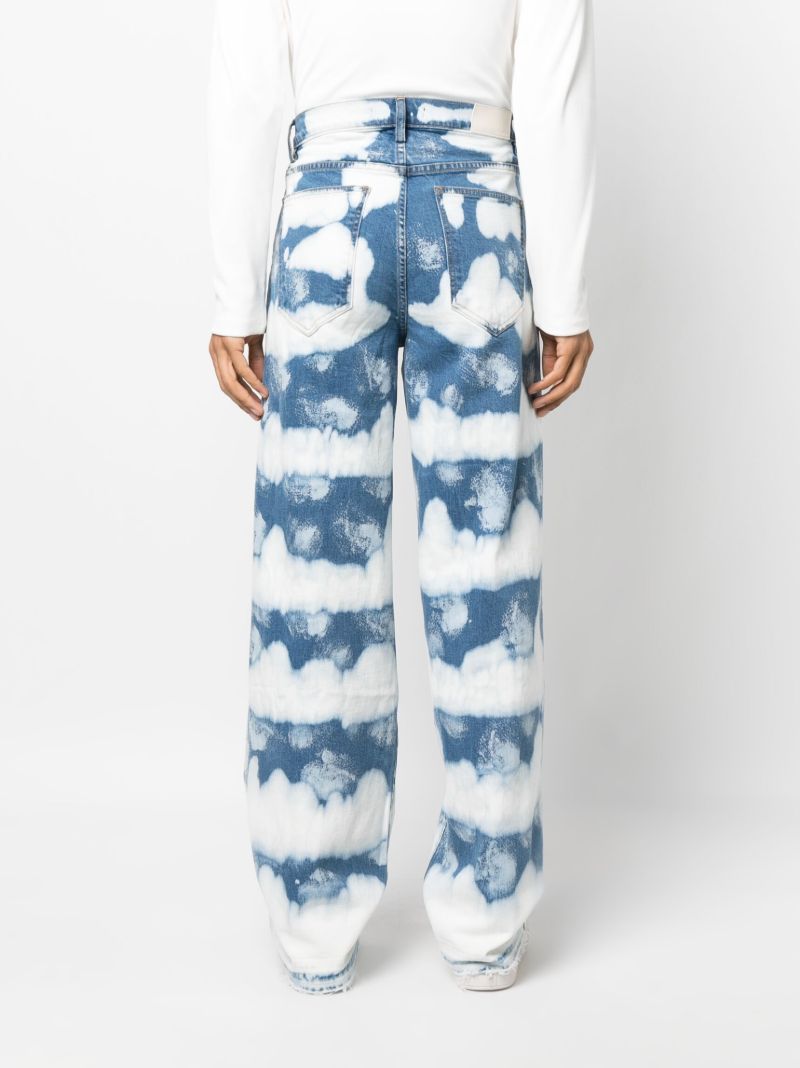 Blue Ocean Waves Wide-leg Jeans