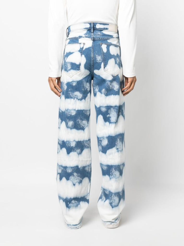 Blue Ocean Waves Wide-leg Jeans