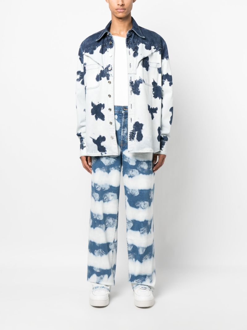 Blue Ocean Waves Wide-leg Jeans