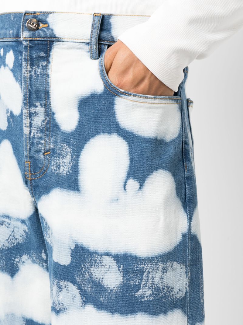Blue Ocean Waves Wide-leg Jeans