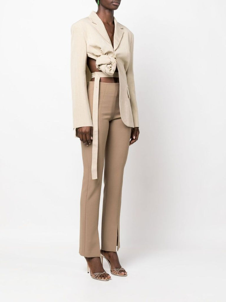 Neutral La Veste Baccala Knotted Blazer