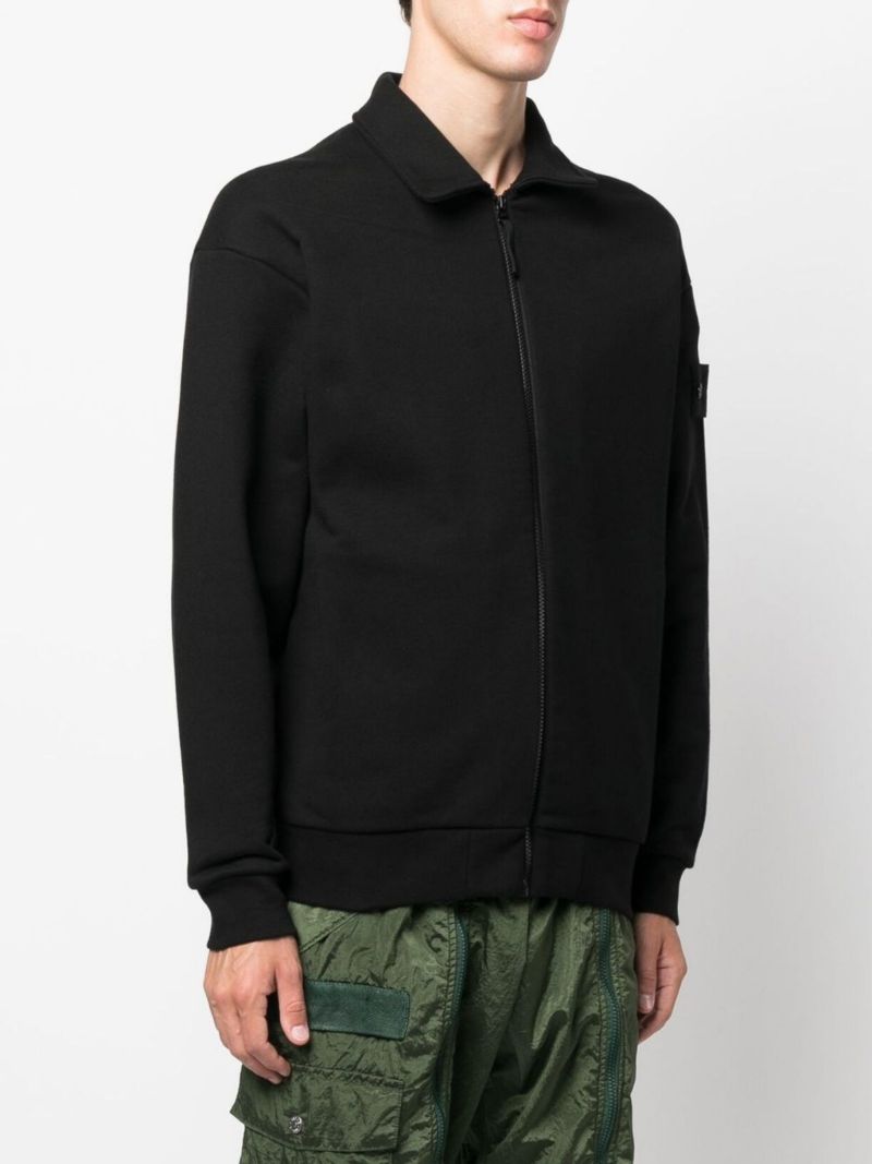 Black Ghost Piece Cotton Zip Sweatshirt