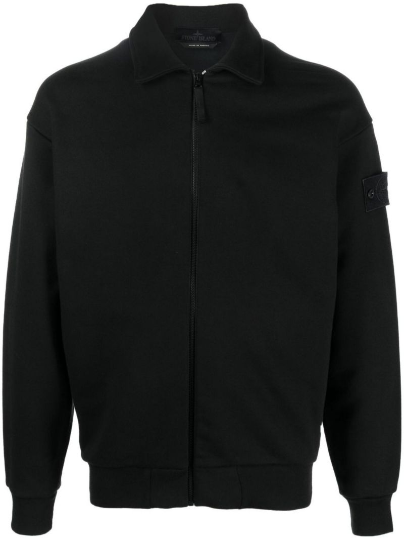 Black Ghost Piece Cotton Zip Sweatshirt