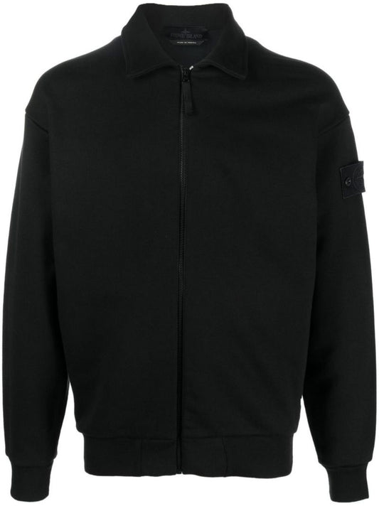 Black Ghost Piece Cotton Zip Sweatshirt