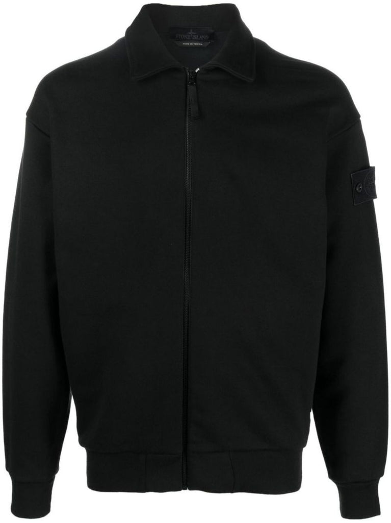 Black Ghost Piece Cotton Zip Sweatshirt