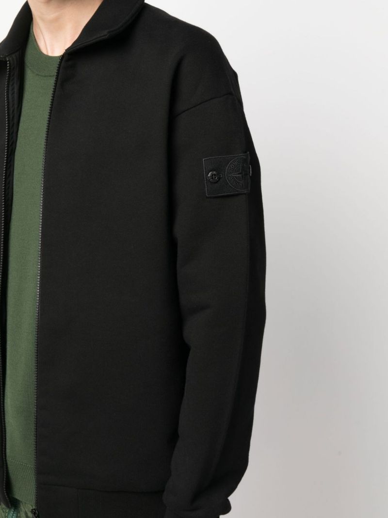 Black Ghost Piece Cotton Zip Sweatshirt