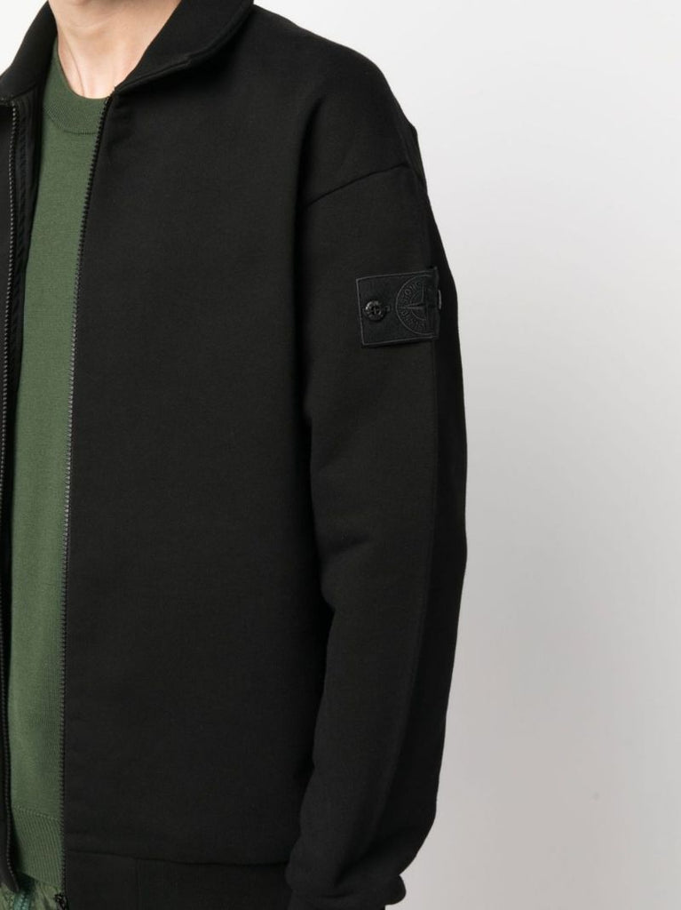Black Ghost Piece Cotton Zip Sweatshirt