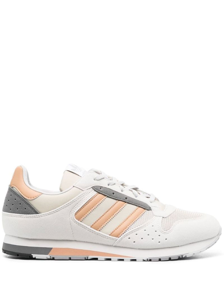 Grey Three-stripe Faux Leather Sneakers