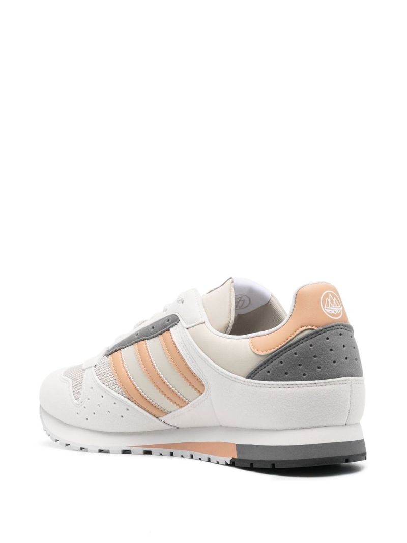 Grey Three-stripe Faux Leather Sneakers