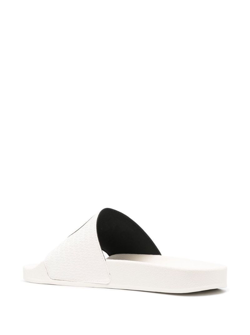 White Spezial Adilette Logo Print Rubber Slides