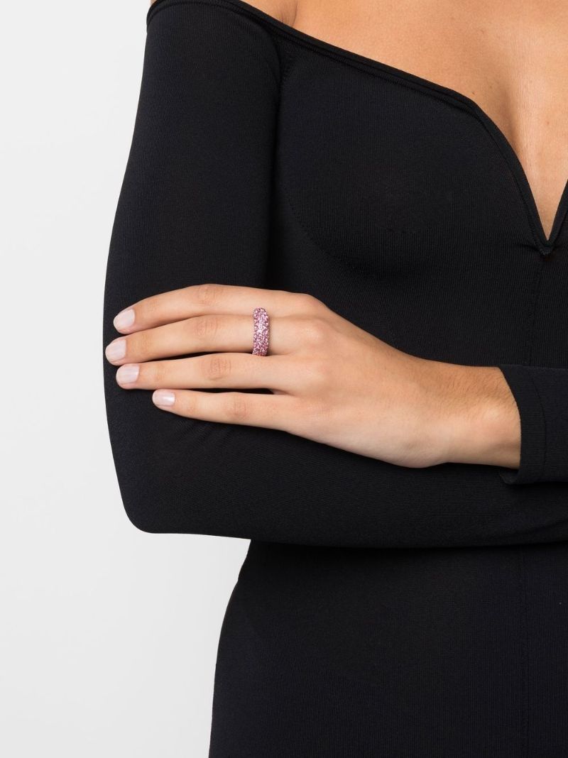 Pink Silver-tone Cameron Crystal Ring
