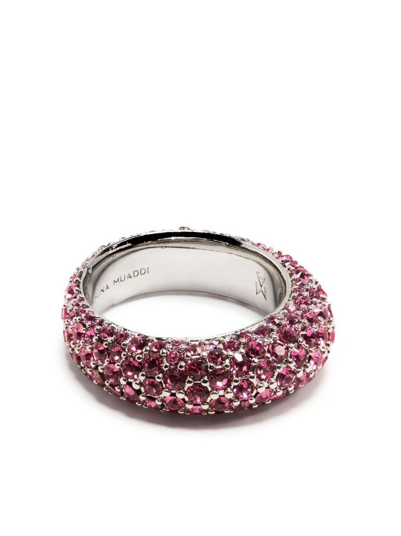 Pink Silver-tone Cameron Crystal Ring