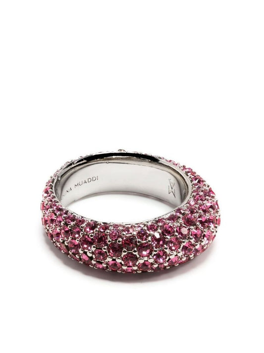 Pink Silver-tone Cameron Crystal Ring