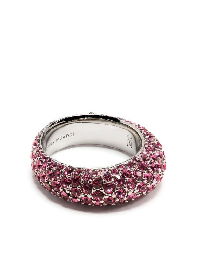Pink Silver-tone Cameron Crystal Ring
