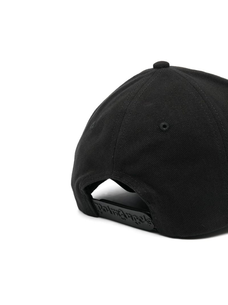 Black Embroidered Logo Cotton Baseball Cap