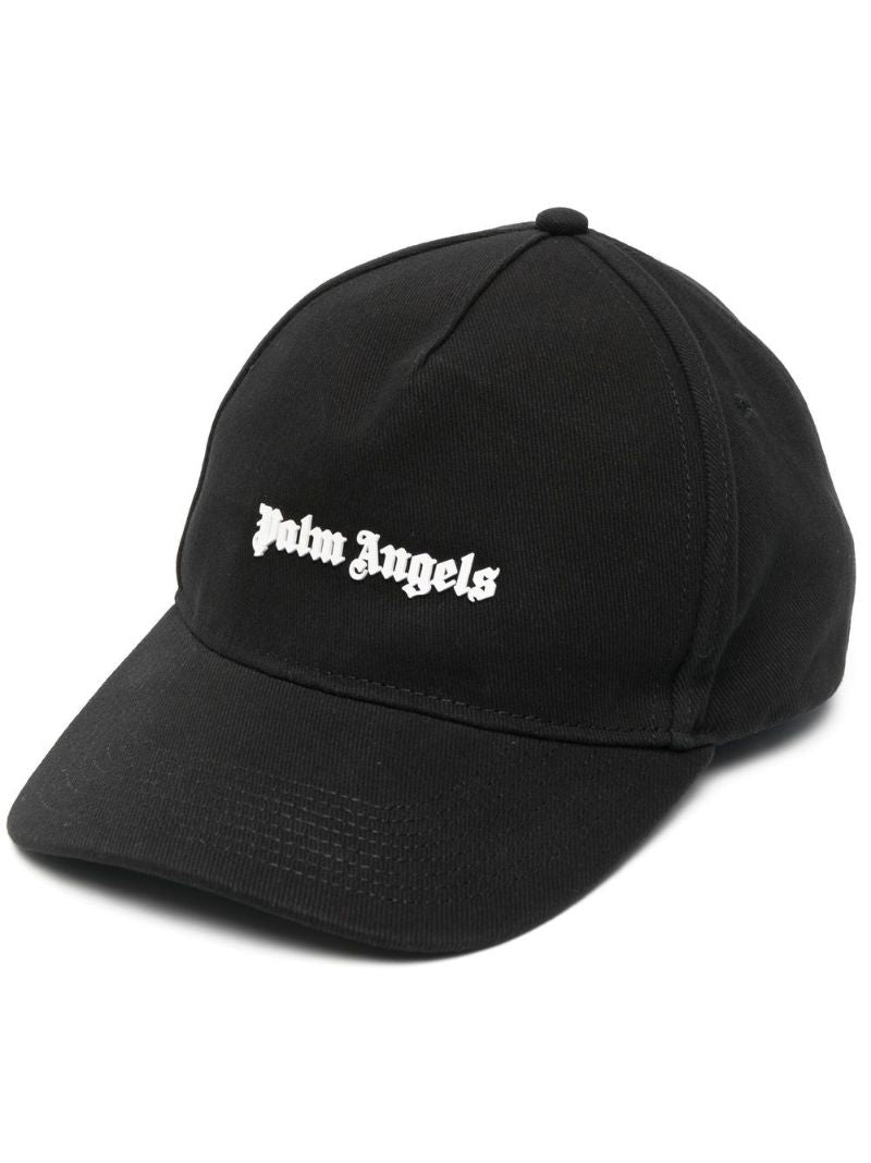Black Embroidered Logo Cotton Baseball Cap