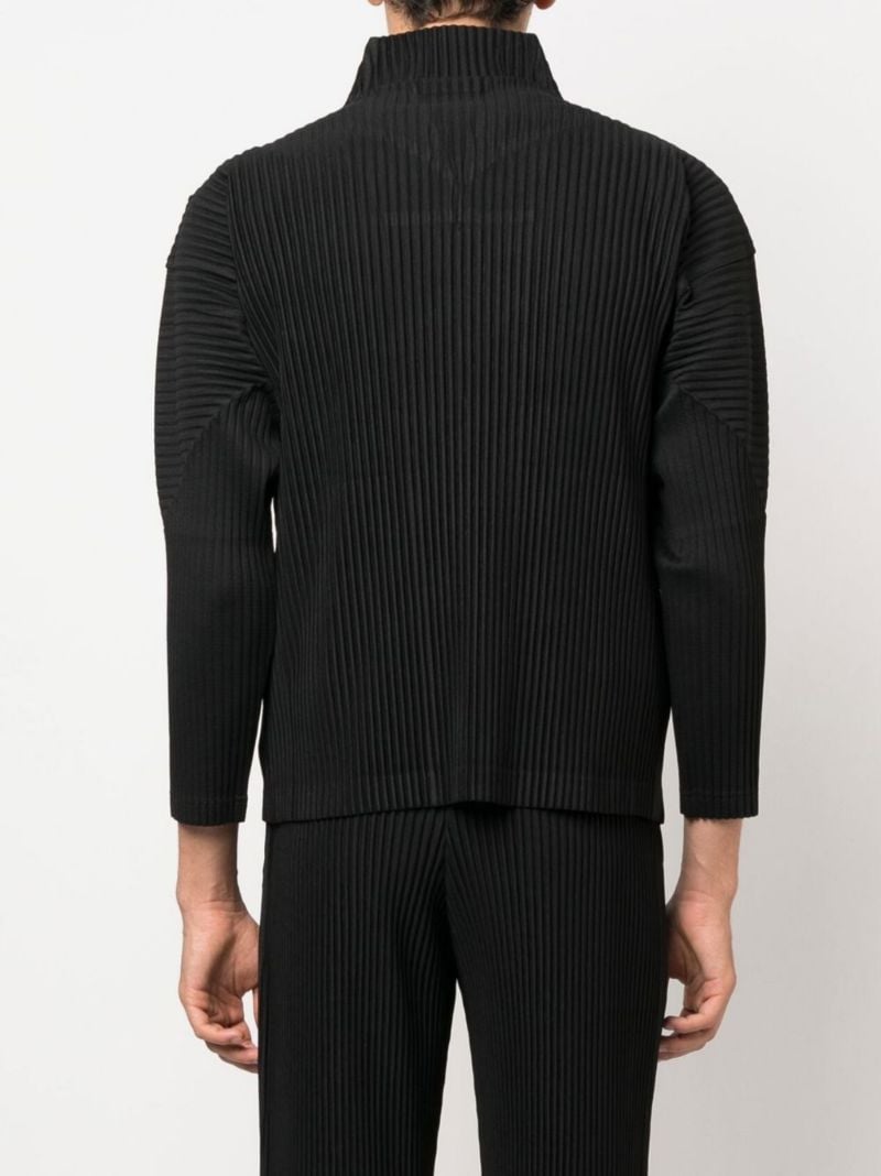 Black Pleated Zip-up Jacket