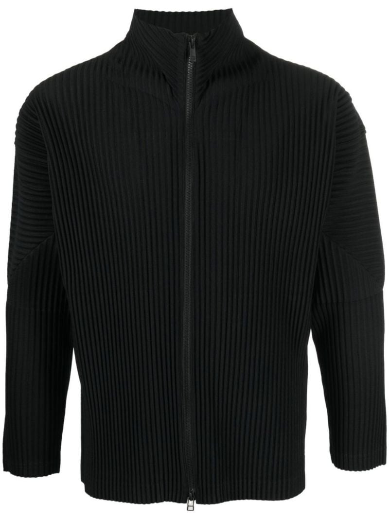 Black Pleated Zip-up Jacket