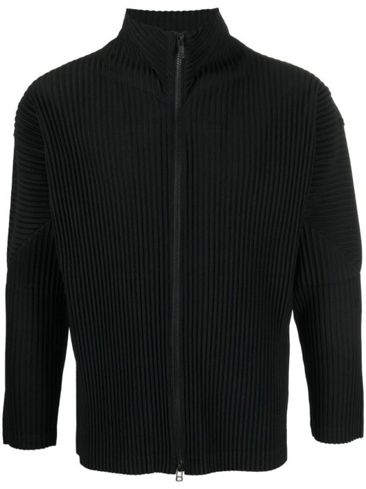 Black Pleated Zip-up Jacket