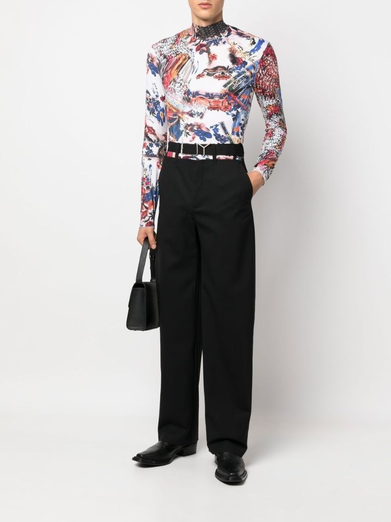 Black Y-belt Wide Leg Trousers