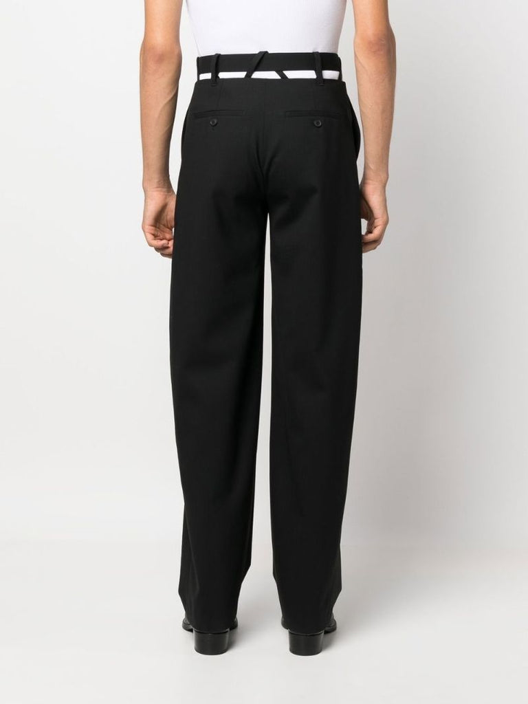 Black Y-belt Wide Leg Trousers