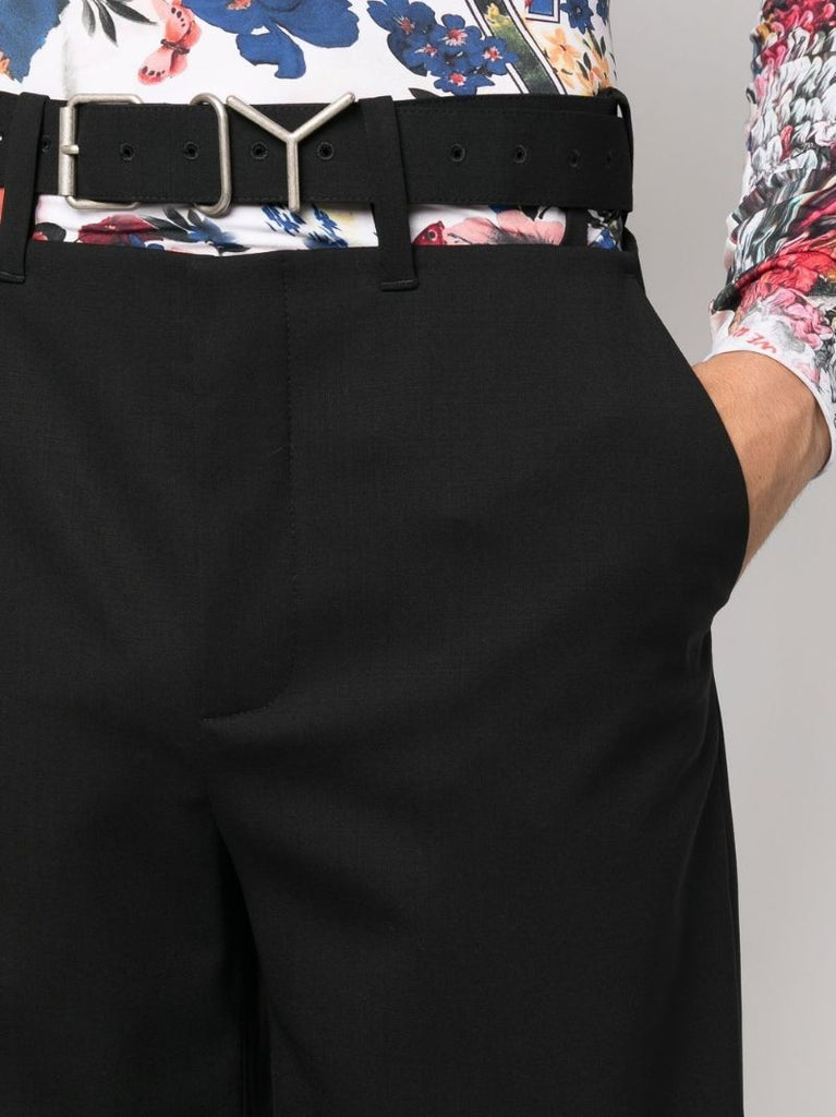 Black Y-belt Wide Leg Trousers