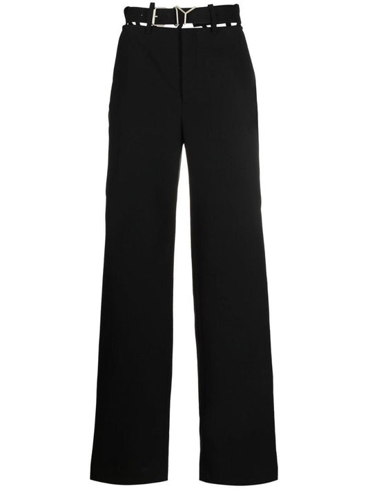 Black Y-belt Wide Leg Trousers