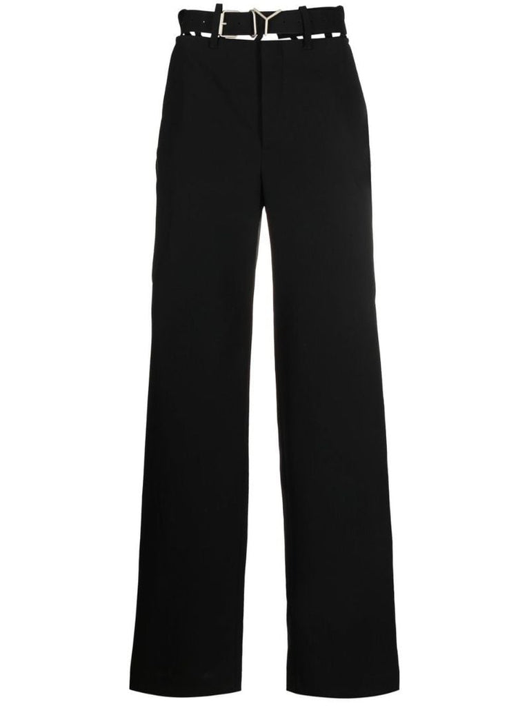 Black Y-belt Wide Leg Trousers