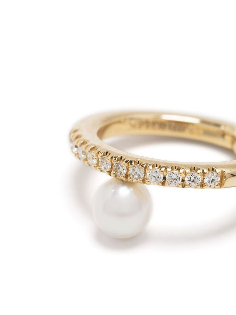 14k Yellow Gold Sea of Beauty Diamond and Pearl Ear Cuff