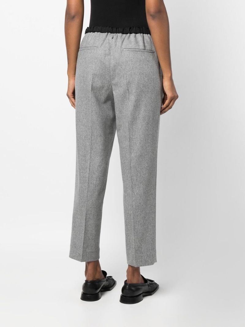 Grey Drawstring Cropped Wool Trousers