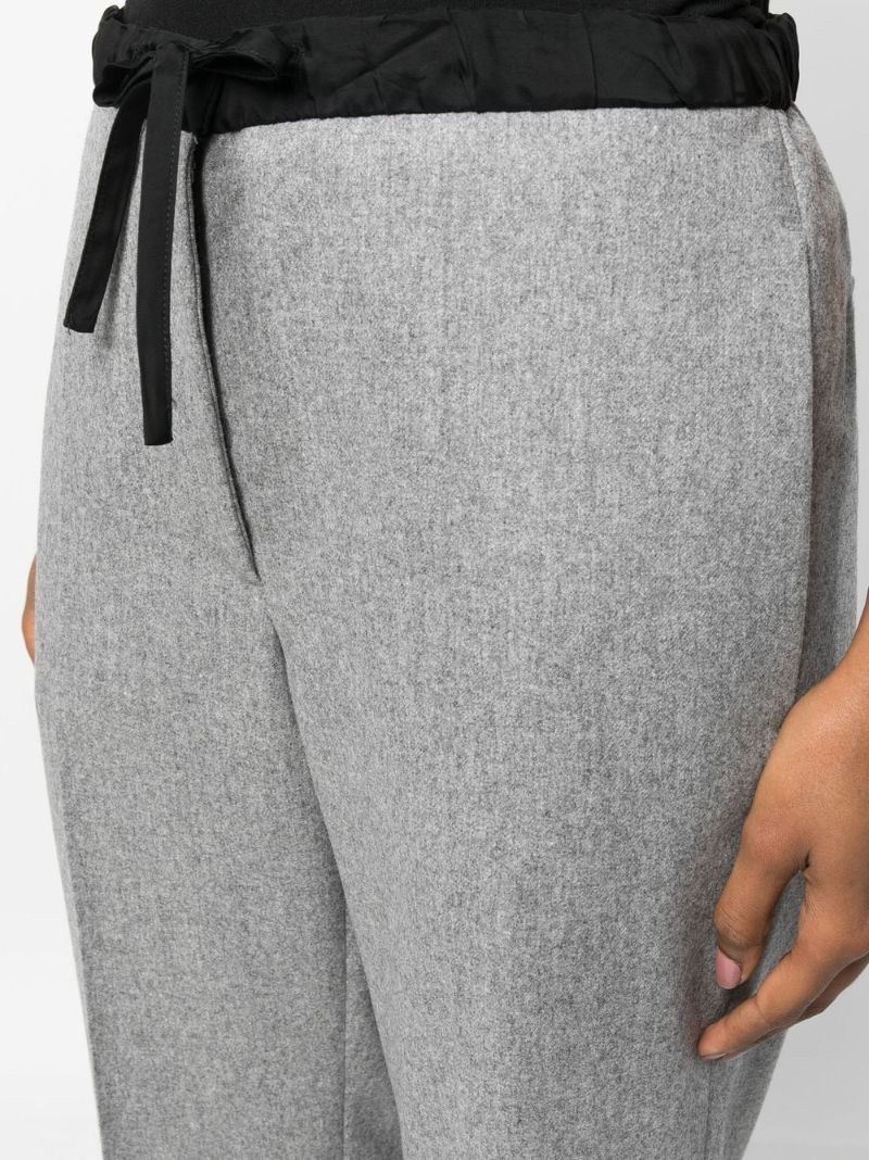 Grey Drawstring Cropped Wool Trousers