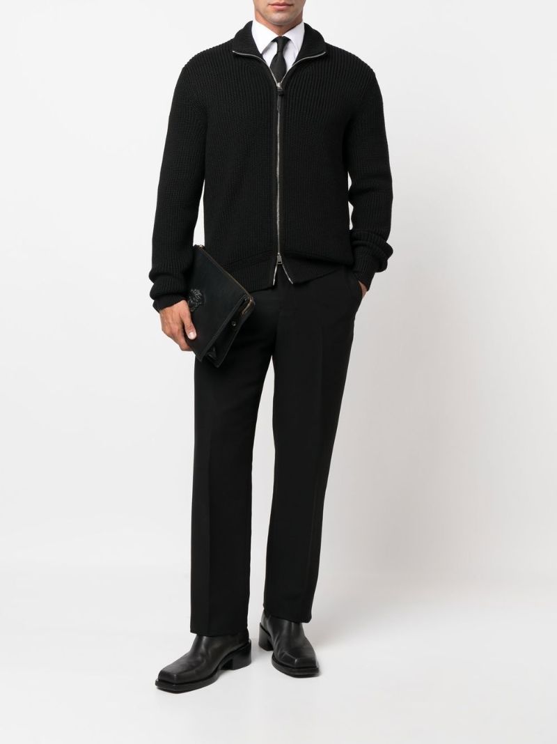 Black Zip-up Wool Sweater