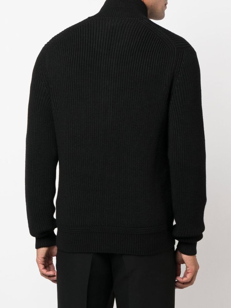 Black Zip-up Wool Sweater