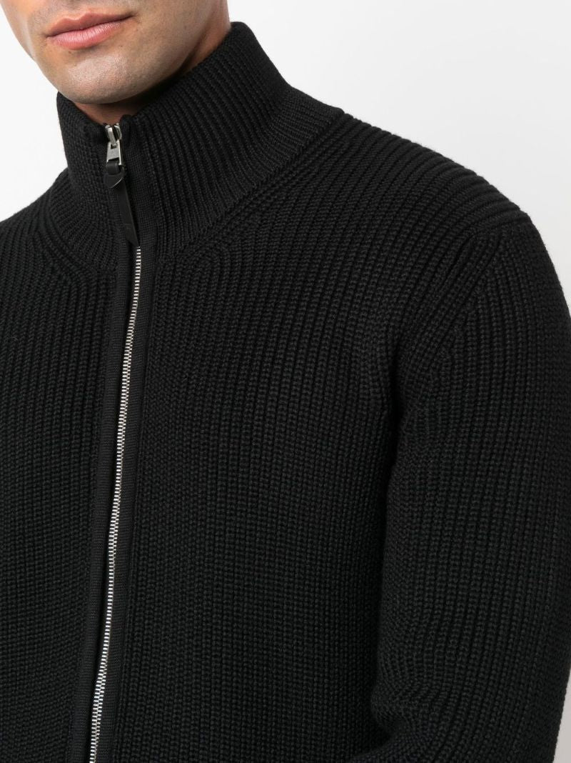 Black Zip-up Wool Sweater