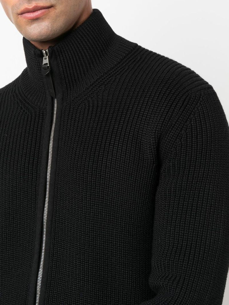 Black Zip-up Wool Sweater