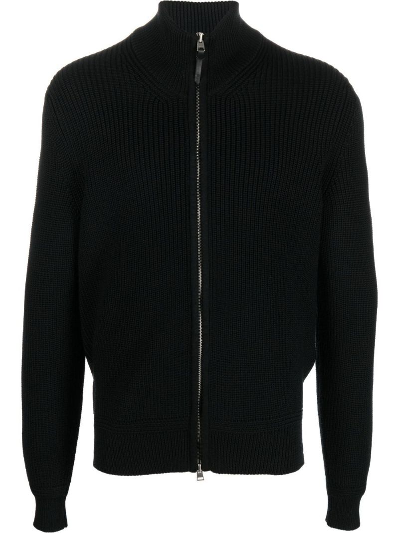 Black Zip-up Wool Sweater