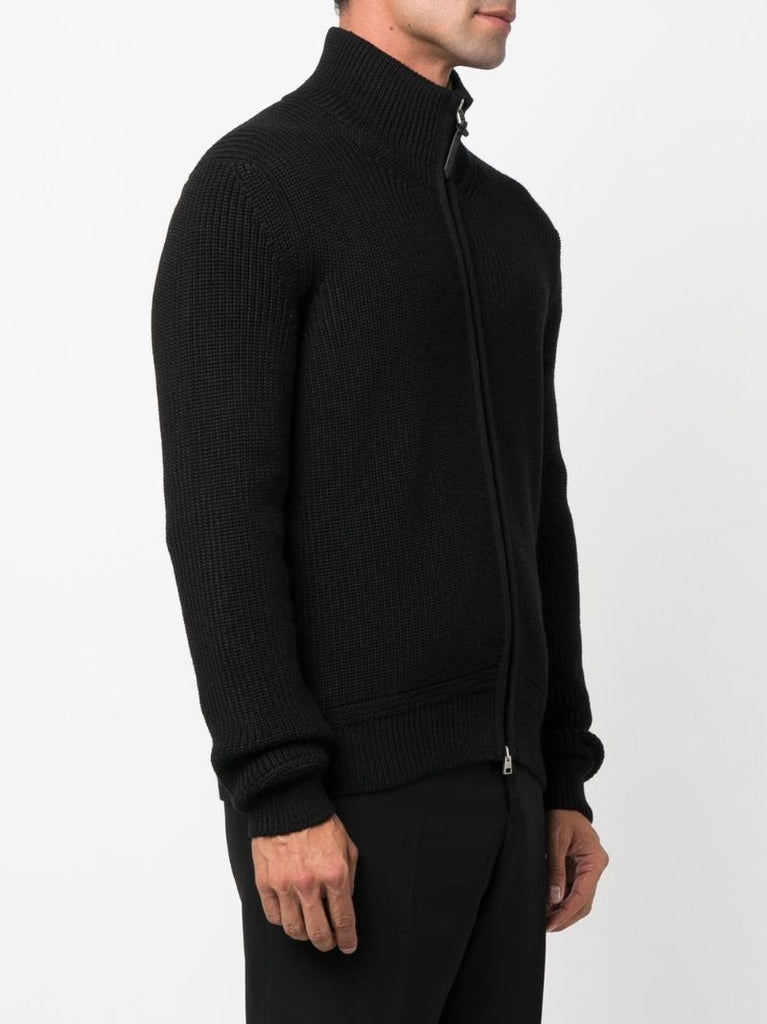 Black Zip-up Wool Sweater
