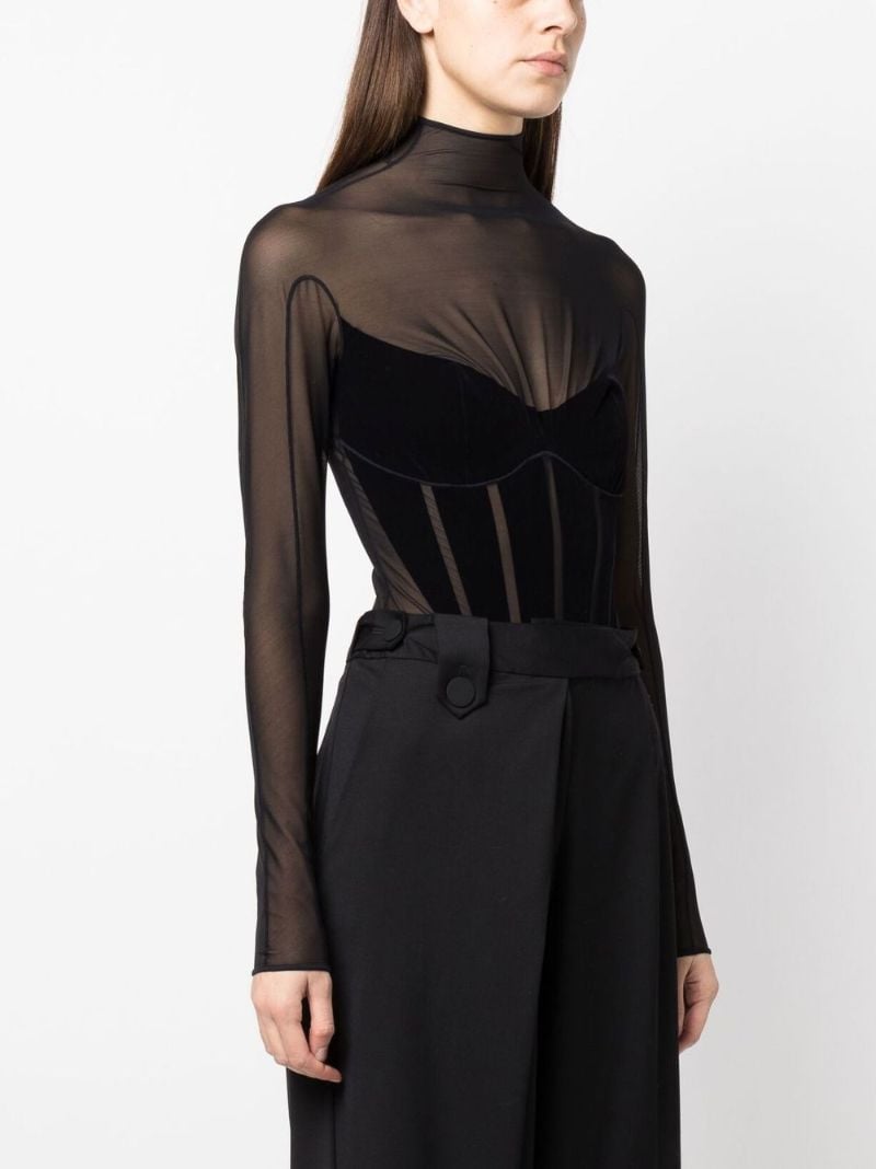 Black Flock Shaping Bodysuit