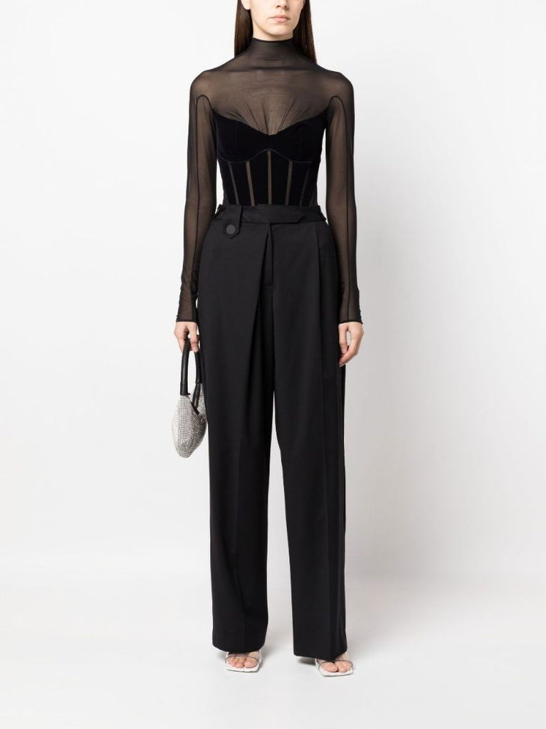 Black Flock Shaping Bodysuit