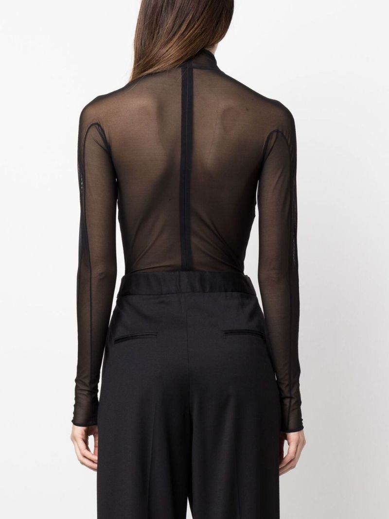 Black Flock Shaping Bodysuit