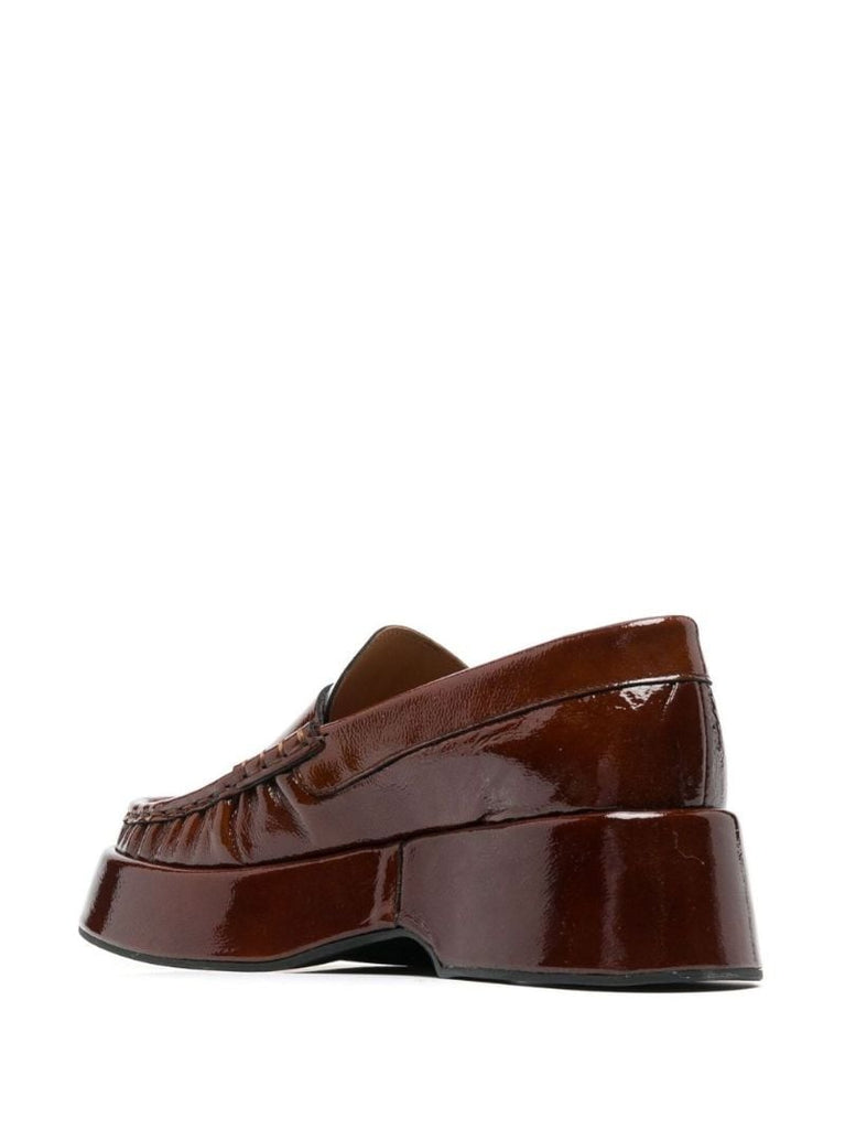 Brown Retro Jewel Leather Loafers