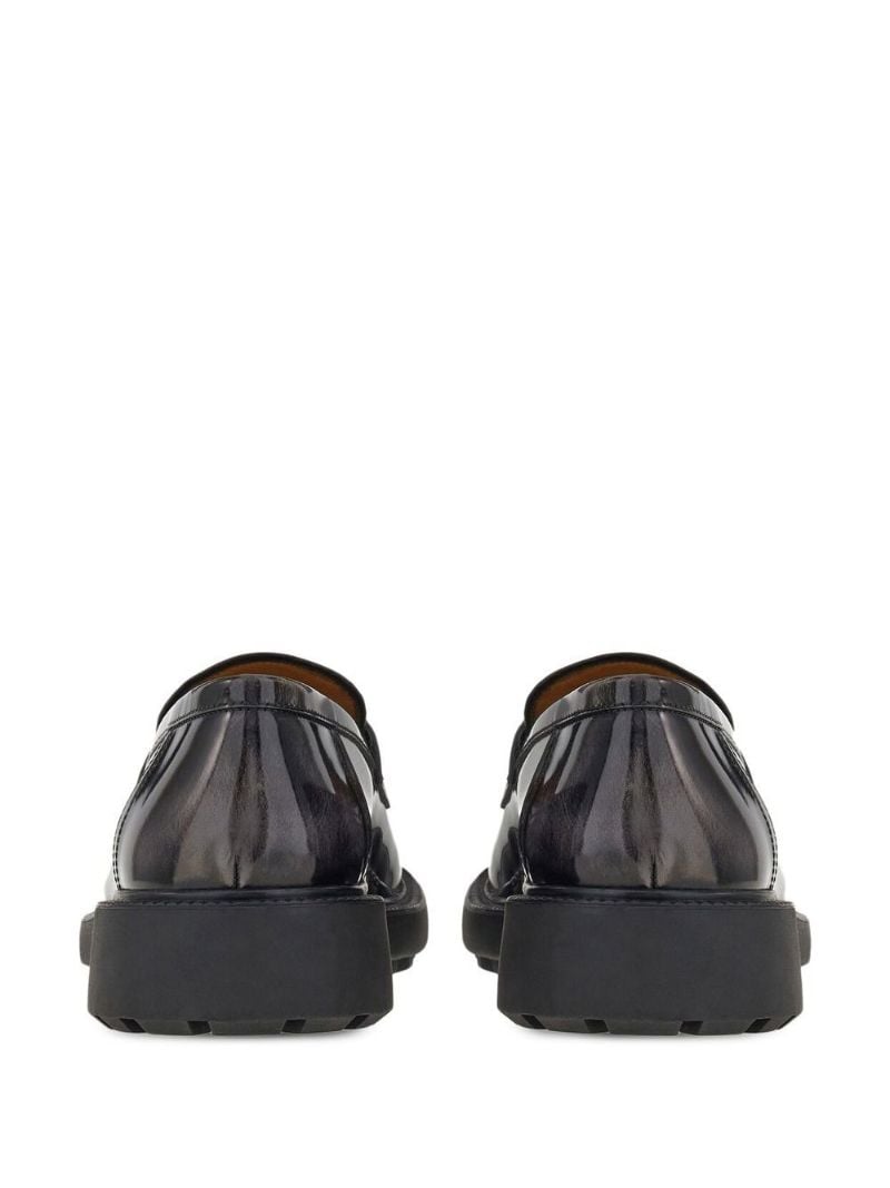 Grey Gancini Patent Leather Loafers