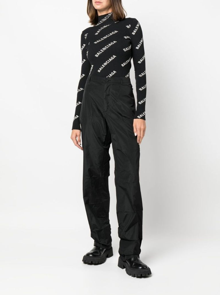 Black Technical Straight-leg Trousers