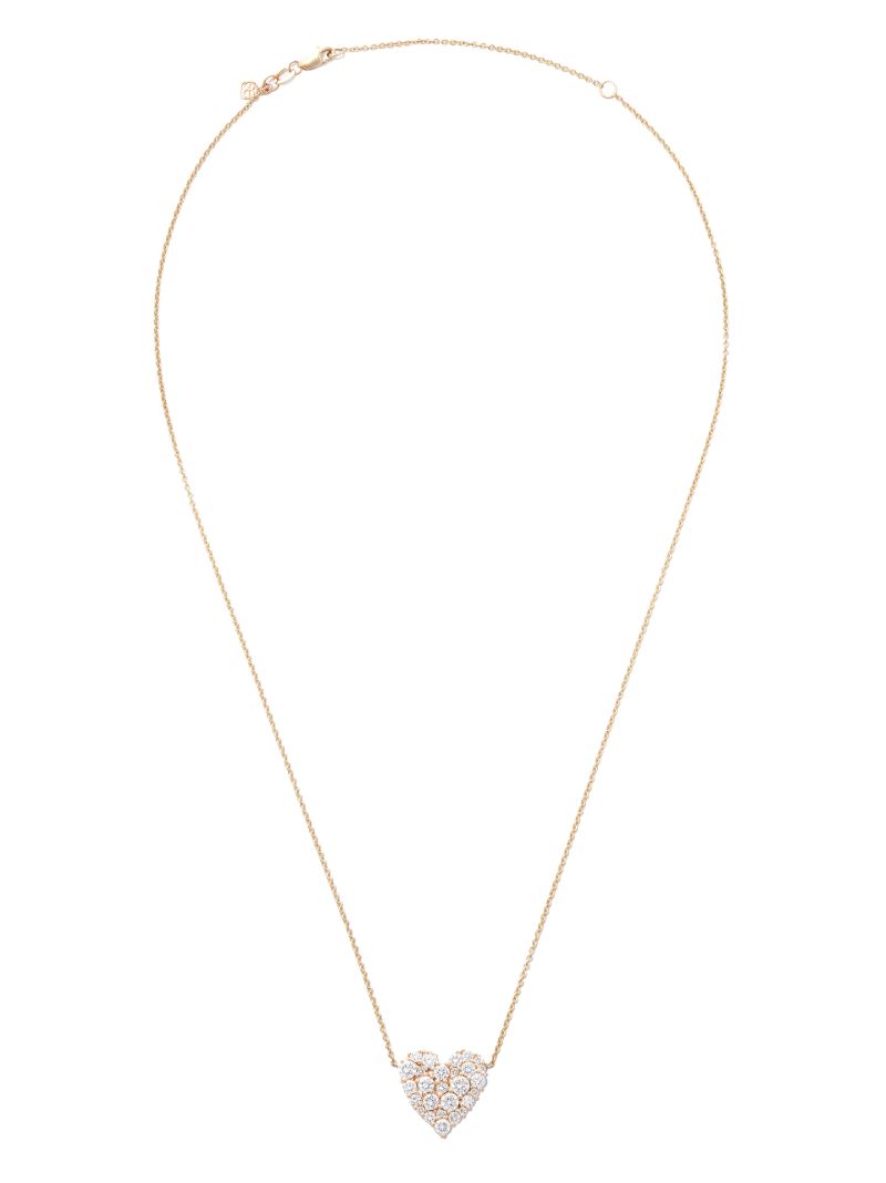 14k Yellow Gold Cocktail Heart Diamond Necklace